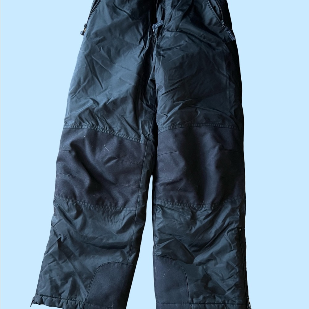 Kids Black Snow Pants with removable suspenders.